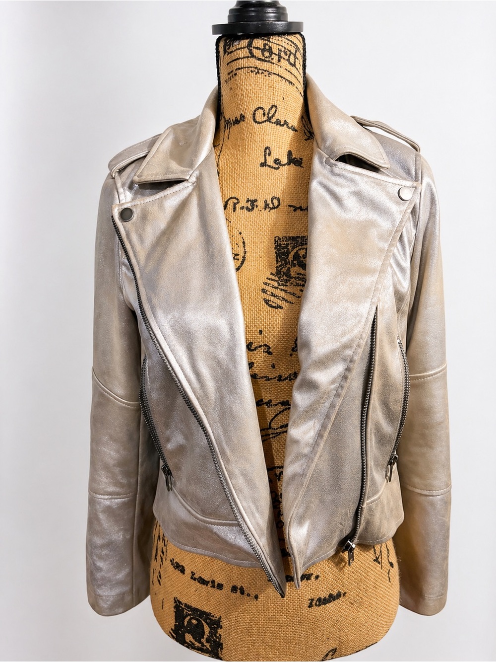 Metallic Silver Women's Cupcakes & Cashmere Moto Jacket